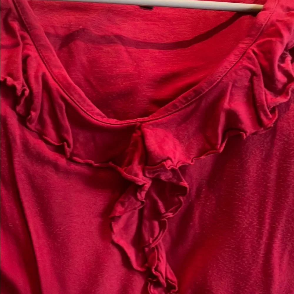 Talbots Red Ruffled Shirt - Picture 3 of 4